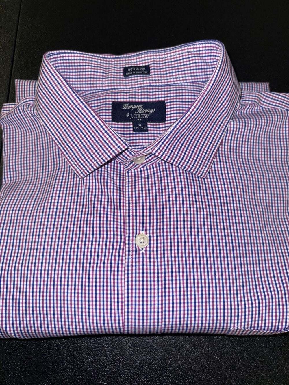 100% Cotton J.Crew Thompson Shirtings Gingham Check Shirt, Size XL 17-17.5